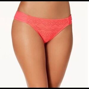 Hula Honey Solid Coral Crochet Bikini Bottom